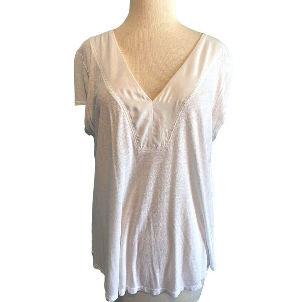 Large Deletta White Hi-Lo Floral Lace Back Tunic Blouse Anthropologie